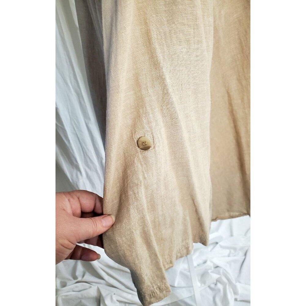 Catherines Women’s Linen Blend Beige Button Down 3/4 Sleeved Shirt Womens 3XL - Picture 4 of 15